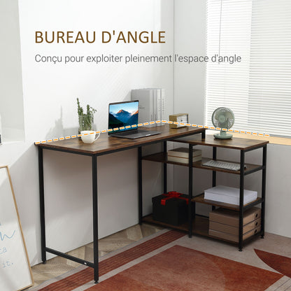 Computertafel – Bureau – Werkplek – Hoekbureau – Computermeubel – Industrieel Design – Houten Planken – Metaal Zwart