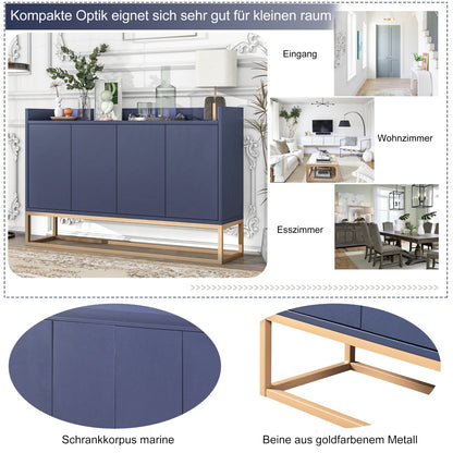 Sideboard – Dressoir – Opbergkast – Buffetkast – Kast – Greeploos Design – Verstelbare Planken – Metaalpoten – Wit – 120x30x80 cm
