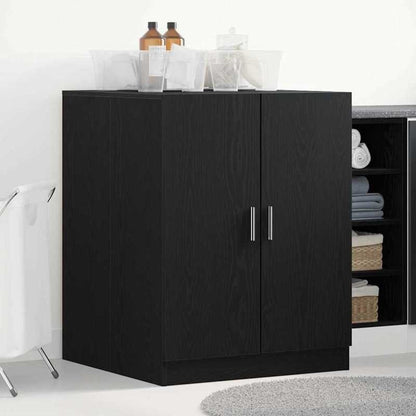 Wasmachinekast – Wasmachinecabinet – Wasmachine Organizer – Wasmachine Meubel – Waskast – Zwart Eikenhout – Grote Opbergruimte – Robuuste Houten Constructie – Past Voor Voorlader – 70,5x71,5x91,5 cm – Eenvoudige Montage