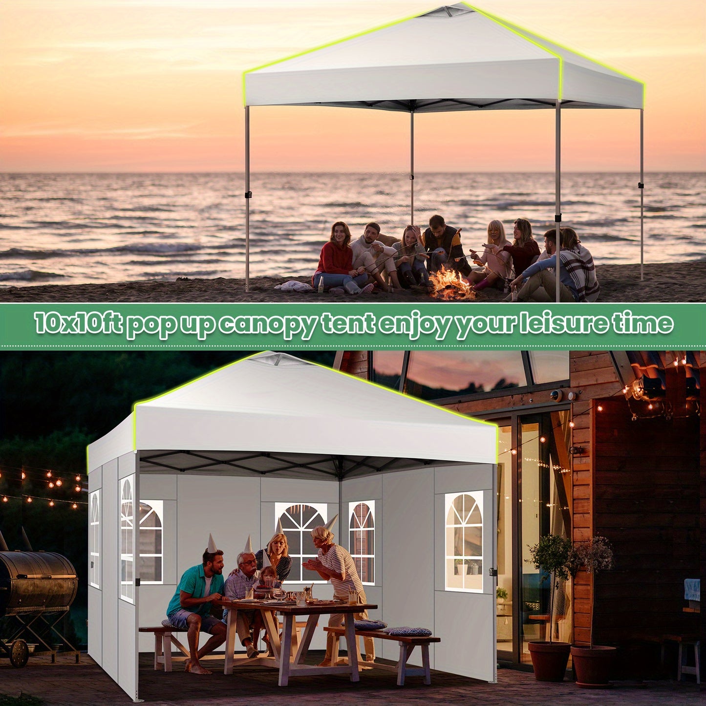 Pop-up Tent – Canopy Tent – Vouwtent – Markttent – Partytent – Wit – 3,05x3,05 Meter – UPF 50+ Bescherming – Verstelbare Hoogte met Ventilatie