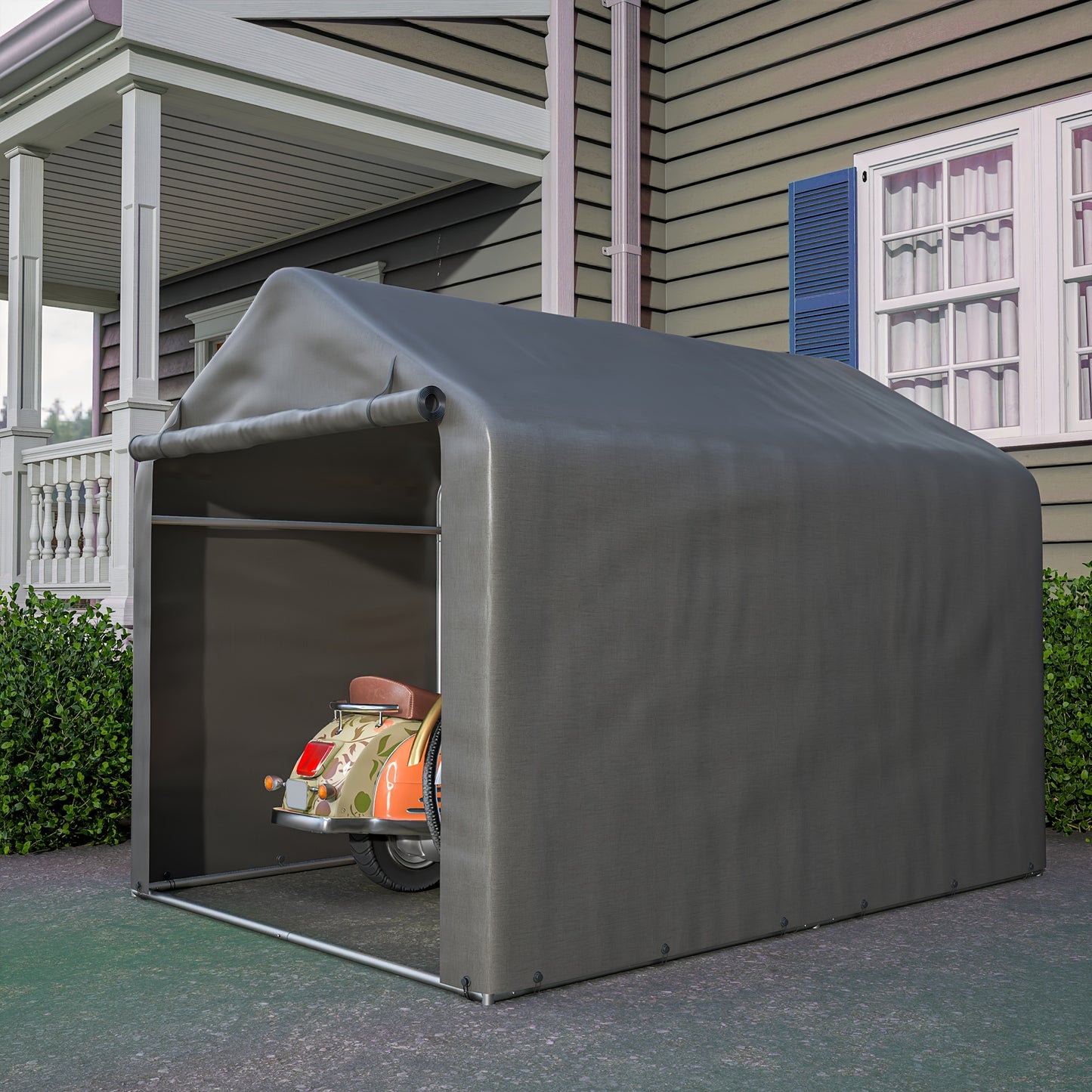 Fietsenstalling – Bike Shelter – Fietsenhok – Fietsenberging – Buitenberging – Ruime Afmetingen 160x220x165 cm – Waterdicht PE Materiaal & Stevig Stalen Frame