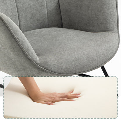 Schommelstoel – Schommelstoel Stoel Relaxstoel Rocking Chair – Grijs – Scandinavisch Design – Beukenhout Frame – Metaal – 66x84x97 cm – Comfortabele Hoogwaardige Schuimvulling