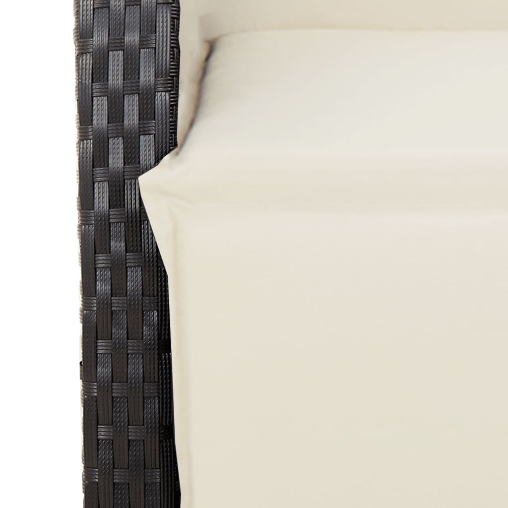 Loungeset Tuinset – Loungestoel Tuinmeubel Buitenmeubel – Zwart Crème Kleur – Weerbestendig PE Rattan – Verstelbare Rugleuning en Voetensteun