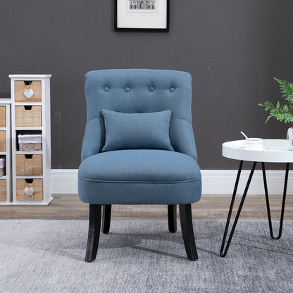Fauteuil – Relaxfauteuil – Leunstoel – TV Stoel – Zitstoel – Linnen Bekleding – Rugkussen – 52,5x69x77 cm – Massief Rubberhout
