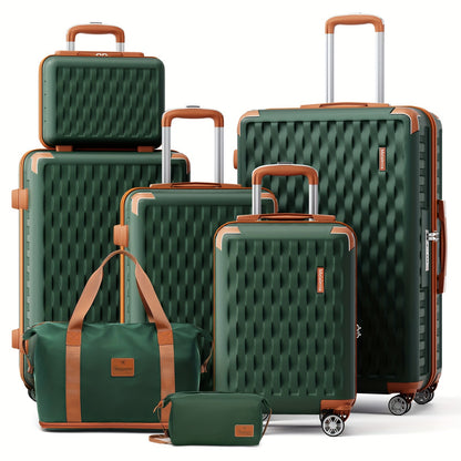 Hardschalige Kofferset – Reiskoffer – Bagageset – Trolley – Valies – 3- of 7-Delig Set – Fluisterstille Zwenkwielen – Ingebouwd Combinatieslot – Groen