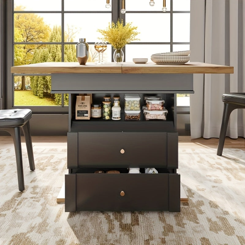 Eettafel zwart – Eettafel compact – Eettafel klein – Eettafel modern – Eettafel functioneel – Geen montage – Verborgen opbergruimte
