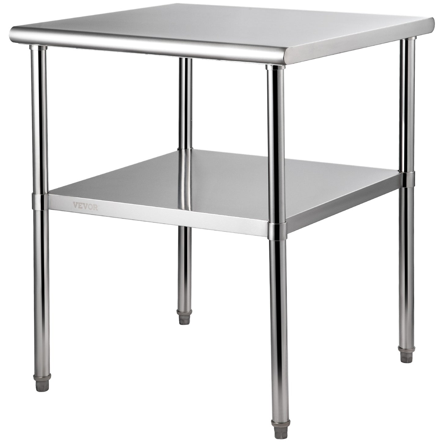 Roestvrijstalen Werktafel – RVS Keukentafel – Werkbank – Voorbereidingstafel – Cateringtafel – Verstelbare Onderplank – 76 x 76 x 91 cm – 363 kg Draagvermogen