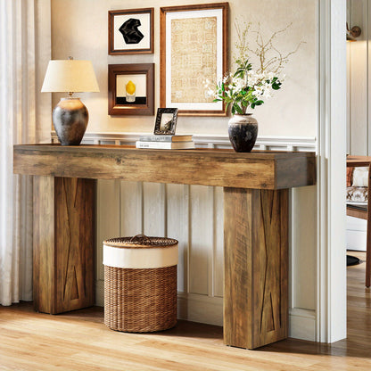 Sidetable – Consoletafel – Wandtafel – Haltafel – Sofa Tafel – Multifunctioneel – Houtfineer MDF – 160x35x85 cm – Rustieke Stijl