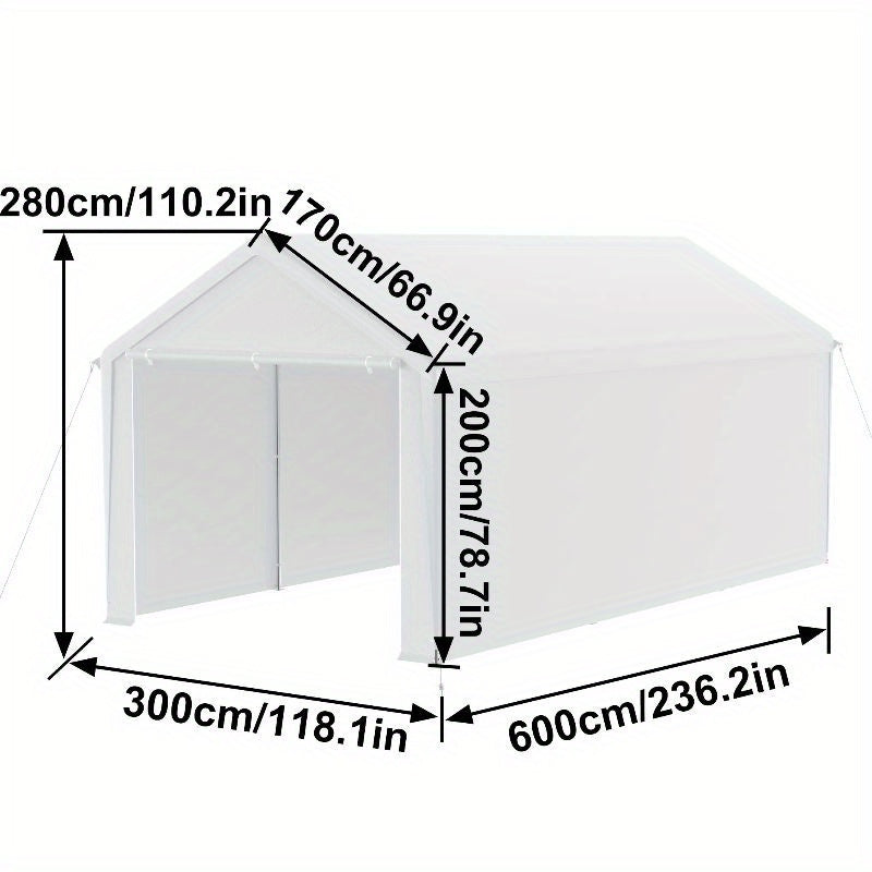 Carport – Overkapping – Garagetent – Tuinoverkapping – Opslagtent – 3x6 Meter – Duurzaam PE Doek – Gegalvaniseerd Stalen Frame