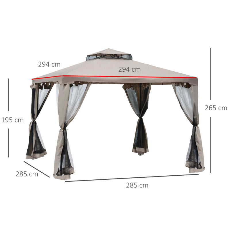 Partytent – Partytent Paviljoen – Tuintent – Feesttent – Tuinpaviljoen – 3x3 Meter – Waterdicht Polyester Dak – Insectenwerende Mesh Zijwanden