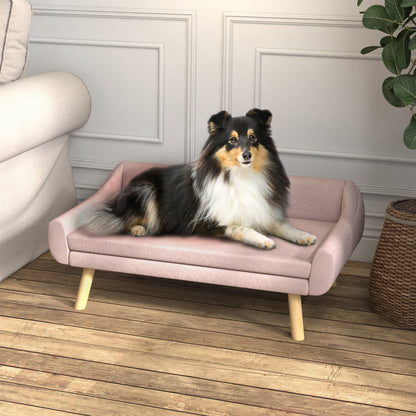 Hondenmand – Hondenbank – Hondenbed – Dierenmand – Huisdierbed – Scandinavisch Design – Afneembaar Kussen – Fluwelen Materiaal – 102x58,5x42,5 cm – Roze