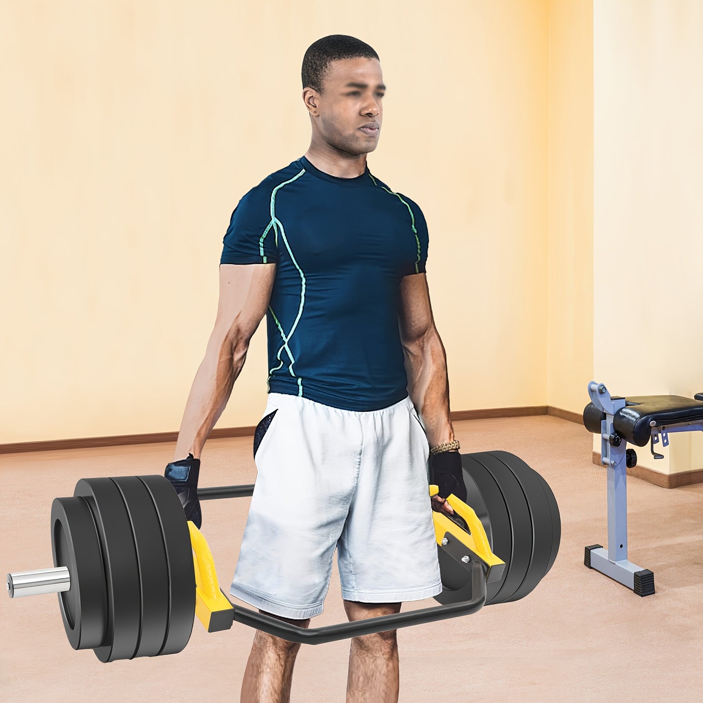 149.69KG Capacity Yellow Hex Dumbbell Bar with Spring Clip Collars, Ergonomic Non-Slip Handles - Ideal for Gym, Home & Workout Use, Personal Fitness Accessory|Secure Grip Dumbbell|Tungsten Steel Bar, Gym Accessories