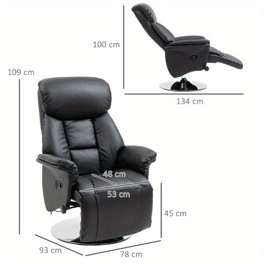 Relaxfauteuil – Recliner Stoel – Tv Stoel – Verstelbare Stoel – Relaxstoel – Handmatig Verstelbaar – Zwart Kunstleer – Max 150kg