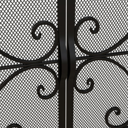 Vonkenscherm – Haardafscherming – Open Haard Scherm – Vuurbeveiliging – Haardbescherming – Zwart Metalen Frame – Dubbele Deuren Met Magneetsluiting – 105x40x80,5 cm