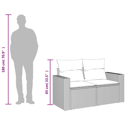 Tuinbank – Buitenbank – Zitbank – Buitenmeubel – 2-Zits – Poly Rattan – Weerbestendig – Met Zachte Beige Kussens