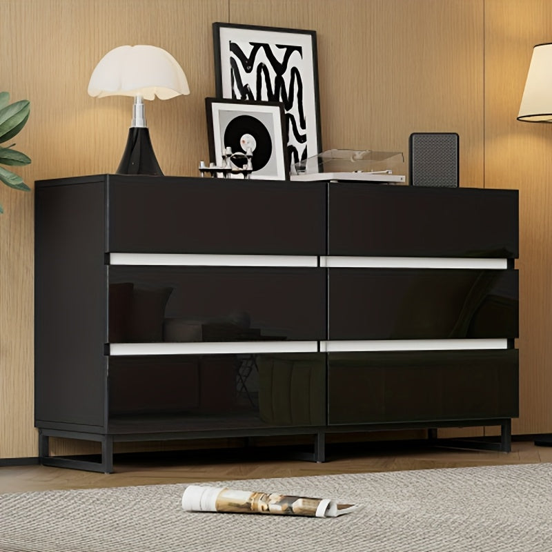 Sideboard – Dressoir – Kast – Opbergkast – Meubel – Wit-Zwart – Hoogglans Afwerking – 3,2 Kubieke Voet Opbergruimte