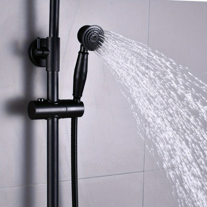 Douche Systeem – Douchekolom – Handdouche – Douchekraan – Wandgemonteerd – Zwart Design – RVS & Messing – Verstelbare Hoogte 85-110 cm