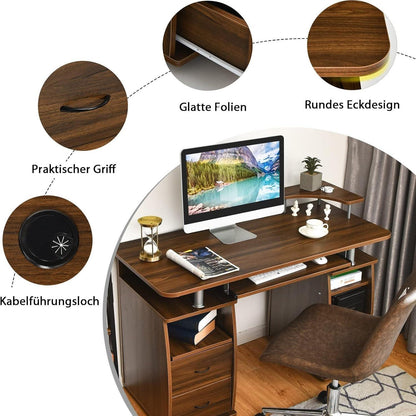 Computerbureau – Bureautafel – Werkplek Meubel – PC Tafel – Laptop Bureau – Met Toetsenbordlade – MDF Bruin 120x55 cm