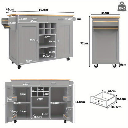 Dressoir – Sideboard – Keukeneiland – Opbergkast – Serveerwagen – Grijs – Compact 102x45x92 cm – Duurzaam, Onderhoudsvriendelijk Materiaal