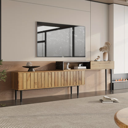 Modern TV‑kast / TV‑cabinet in Wit & Hout – 180 × 50 × 38 cm – Vrijstaand Mediameubel voor Woonkamer of Studio