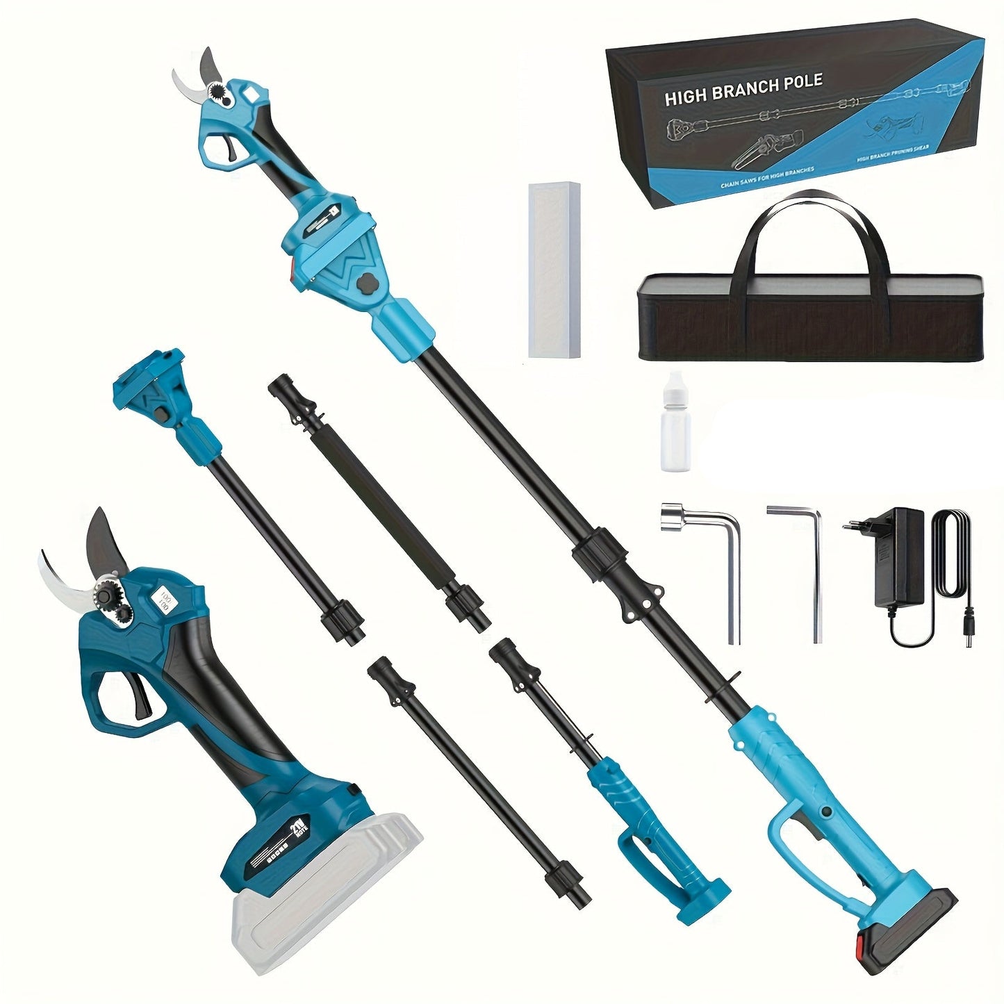 Elektrische Snoeischaar – Takkenschaar – Snoeigereedschap – Tuinschaar – Snoeistok – 18V Brushless Motor – Verlengbare Stok Tot 2 Meter