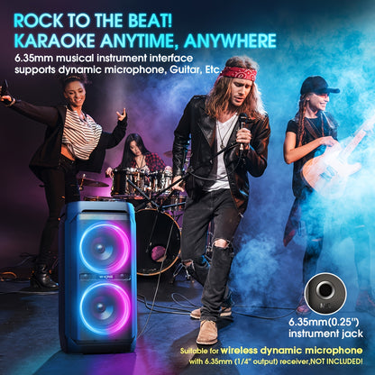 Draadloze Party Speaker – Bluetooth Speaker – Feest Speaker – Outdoor Speaker – Karaoke Speaker – 100W Krachtig Geluid – RGB Verlichting & Ingebouwde Microfoon
