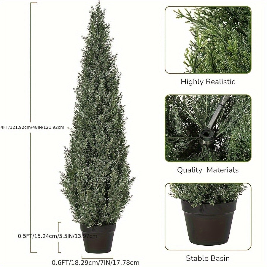 Kunstcipres – Kunstplanten – Nepbomen – Kunstbomen – Cipresbomen – Set Van 2 – 152,4 cm Hoog – UV Bestendig – Onderhoudsvrij