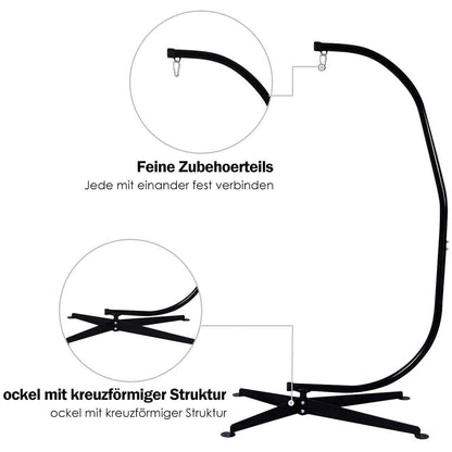 Vrijstaand Hangstoel Frame – Hangstoelstandaard – Hangstoel Ophangframe – Stoelstandaard – Hangstoelsteun – Stabiel X-vormig Frame – Draagvermogen 150 kg – Zwart