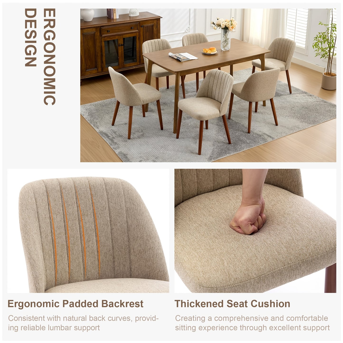 Moderne Eetkamerstoelen – Stoelen Set – Dining Chairs – Zithoek Stoelen – Keukenstoelen – Mid-Century Design – Compact & Ruimtebesparend – Gemakkelijk Te Reinigen