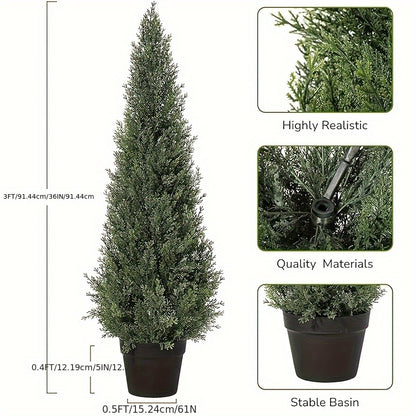 Kunstcipres – Kunstplanten – Nepbomen – Kunstbomen – Cipresbomen – Set Van 2 – 152,4 cm Hoog – UV Bestendig – Onderhoudsvrij
