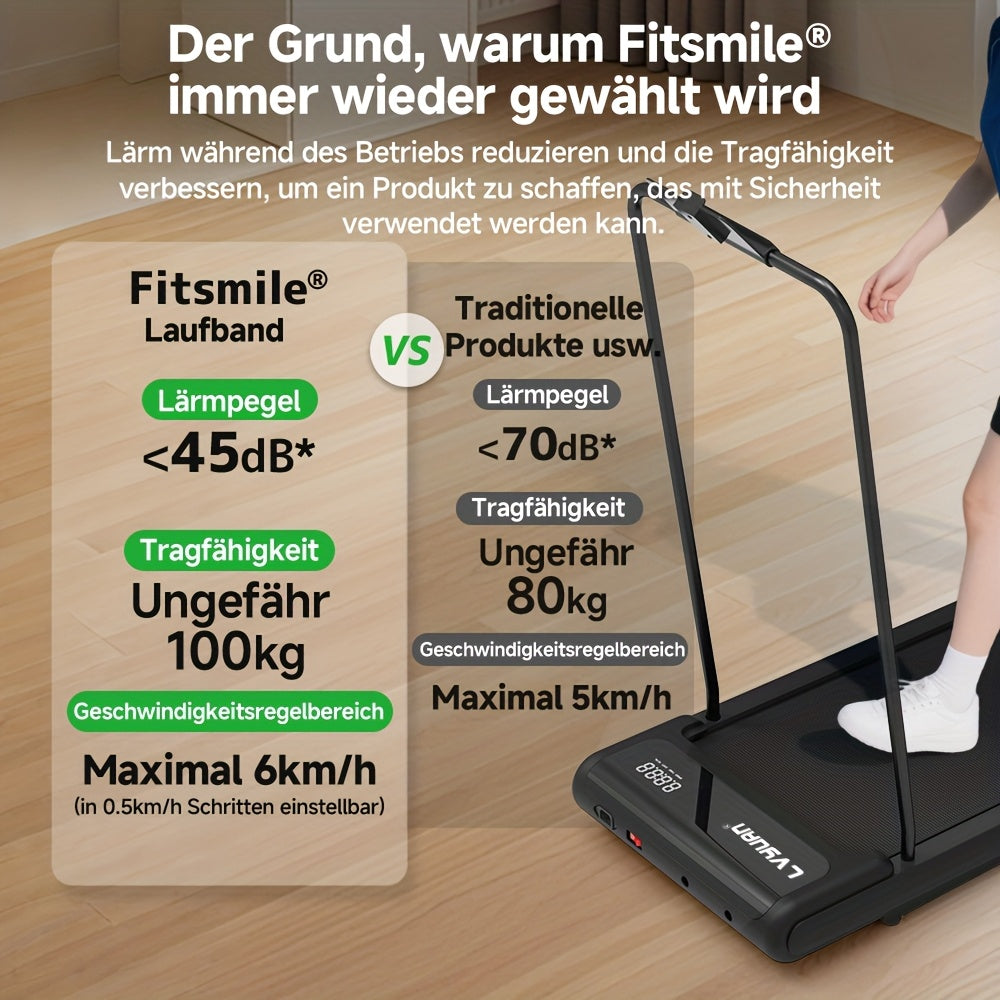 3-in-1 Under Desk Treadmill with 15% Incline, Folding Treadmill for Home, Walking Pad Treadmill, 0.6HP (2-8KM/H), 100kg Capacity, Without Battery,  Walking Exercise, Sleek Fitness Equipment, Spacesaving Design, Low Incline Tr