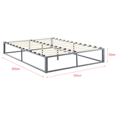 Bedframe – Metalen Bed – Bedframe Met Lattenbodem – Stabiel Bed – Tweepersoonsbed – Zwart – Stevig Gecoat Staal – Onderhoudsvriendelijk