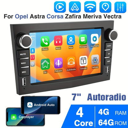 Autoradio – Autoradio Multimedia Speler – Auto Stereo – 1-DIN Autoradio – Draadloze CarPlay – Android 14 – 7 Inch IPS Touchscreen – 4 GB RAM 64 GB Opslag