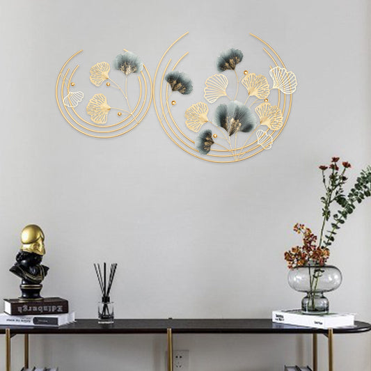 Muurdecoratie – Wanddecoratie – Wandbord – Wandkunst – Wandversiering – Gouden 3D Metalen Design – Set Groot 69cm & Klein 47cm