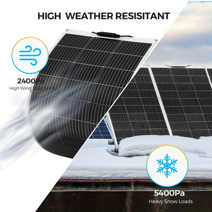 Flexibele Zonnepanelen – Buigbare Zonnepaneel Set – Monokristallijn Solar Panel – Off-Grid Zonne-energiesysteem – 200W 2x100W – Lichtgewicht & Weerbestendig – Inclusief 20A Laadregelaar