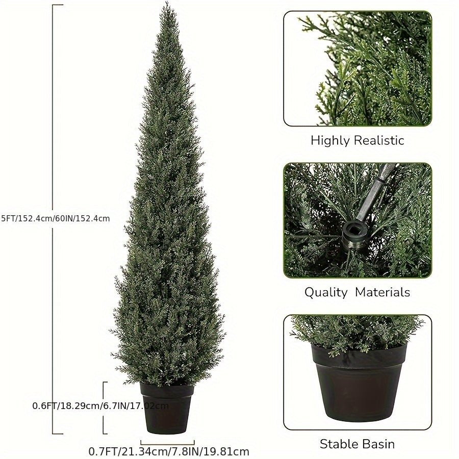 Kunstcipres – Kunstplanten – Nepbomen – Kunstbomen – Cipresbomen – Set Van 2 – 152,4 cm Hoog – UV Bestendig – Onderhoudsvrij