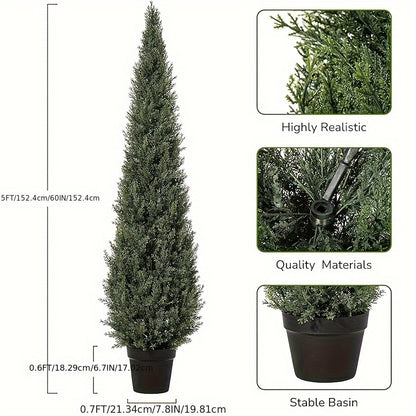 Kunstcipres – Kunstplanten – Nepbomen – Kunstbomen – Cipresbomen – Set Van 2 – 152,4 cm Hoog – UV Bestendig – Onderhoudsvrij