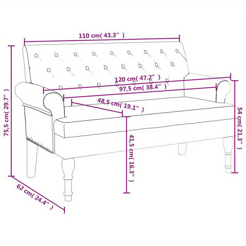 Bankstel – Zitsalon – Zitbank – Sofa – 2-zitsbank – Lichtgrijs – Hardhouten Frame – Stofbekleding – 120x62x75,5 cm – Comfortabele Rugleuning