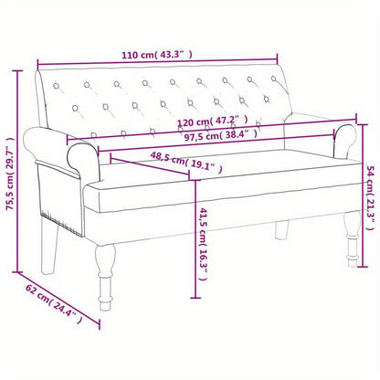 Bankstel – Zitsalon – Zitbank – Sofa – 2-zitsbank – Lichtgrijs – Hardhouten Frame – Stofbekleding – 120x62x75,5 cm – Comfortabele Rugleuning