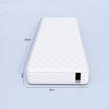 Memory Foam & Spring Mattress - Single/Double (90/140/160*200*18cm) | Thick Medium Firmness & Open Coil Sleep Support | Pressure Relief