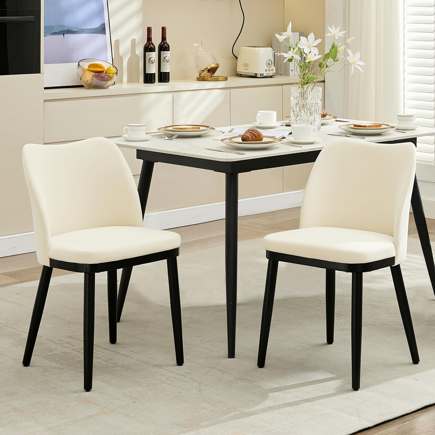 2 - Pack Velvet Dining Chairs Back, Wood Legs, Mid - Century Modern Accent Chairs for Kitchen/Living Room, 136.08KG Capacity, Furniture for Home, Kitchen Seating, Contemporary Style, Stylish Seating, Durable Construction, Hig