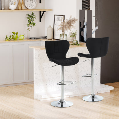 Barstoelen – Barkrukken – Hoge Stoelen – Keukenstoelen – Zwarte Barstoelen – Verstelbare Zithoogte 59-81 cm – 360° Draaibaar