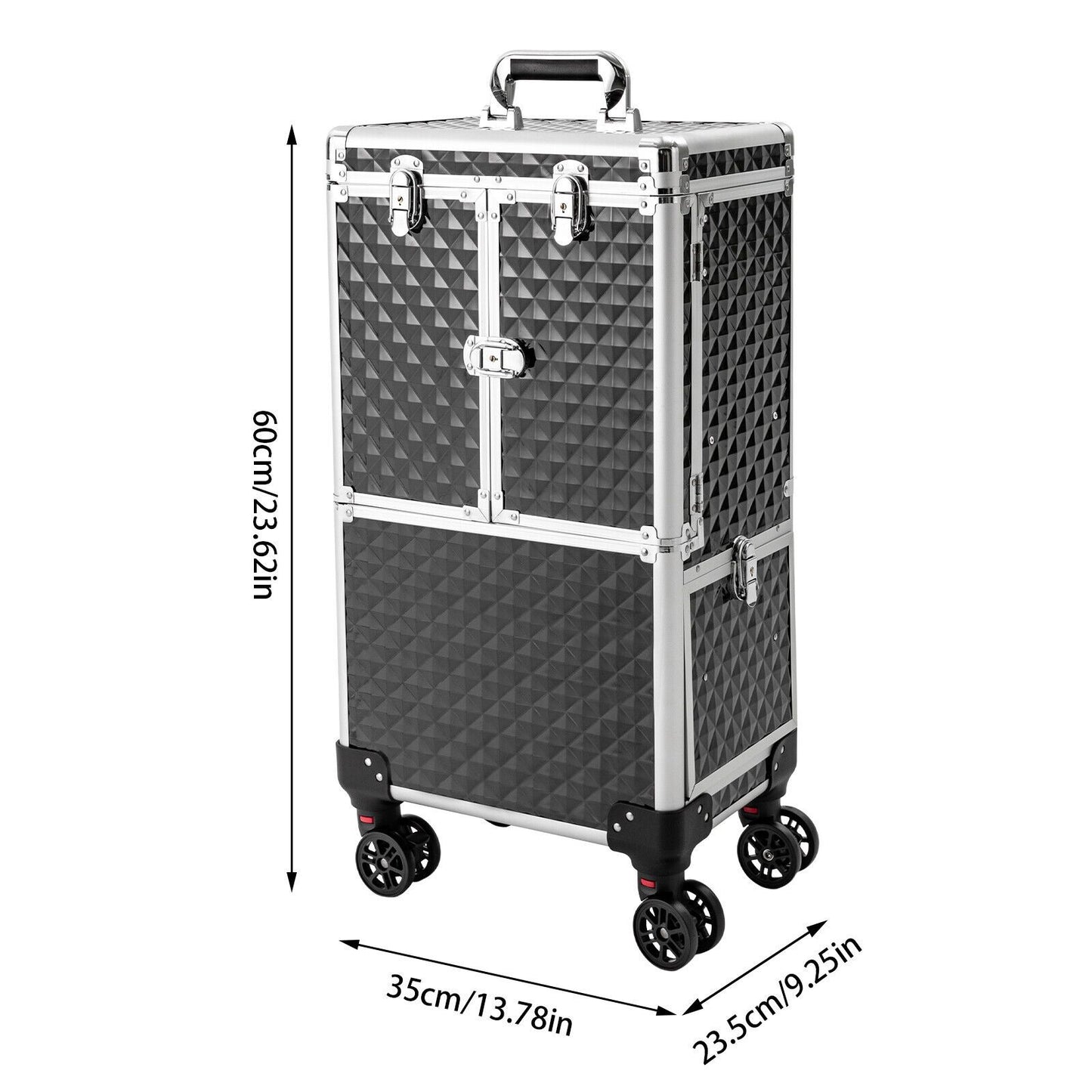 Make-upkoffer – Make-up Trolley – Make-up Organizer – Cosmetica Koffer – Make-up Case – Ruime Indeling Met Uitneembare Trays – Stevig ABS Materiaal Met Verstelbare Trolleystang