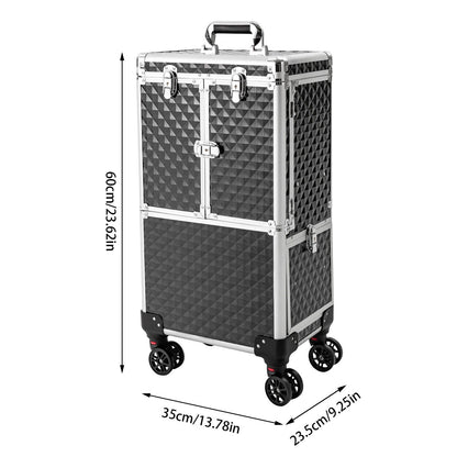 Make-upkoffer – Make-up Trolley – Make-up Organizer – Cosmetica Koffer – Make-up Case – Ruime Indeling Met Uitneembare Trays – Stevig ABS Materiaal Met Verstelbare Trolleystang