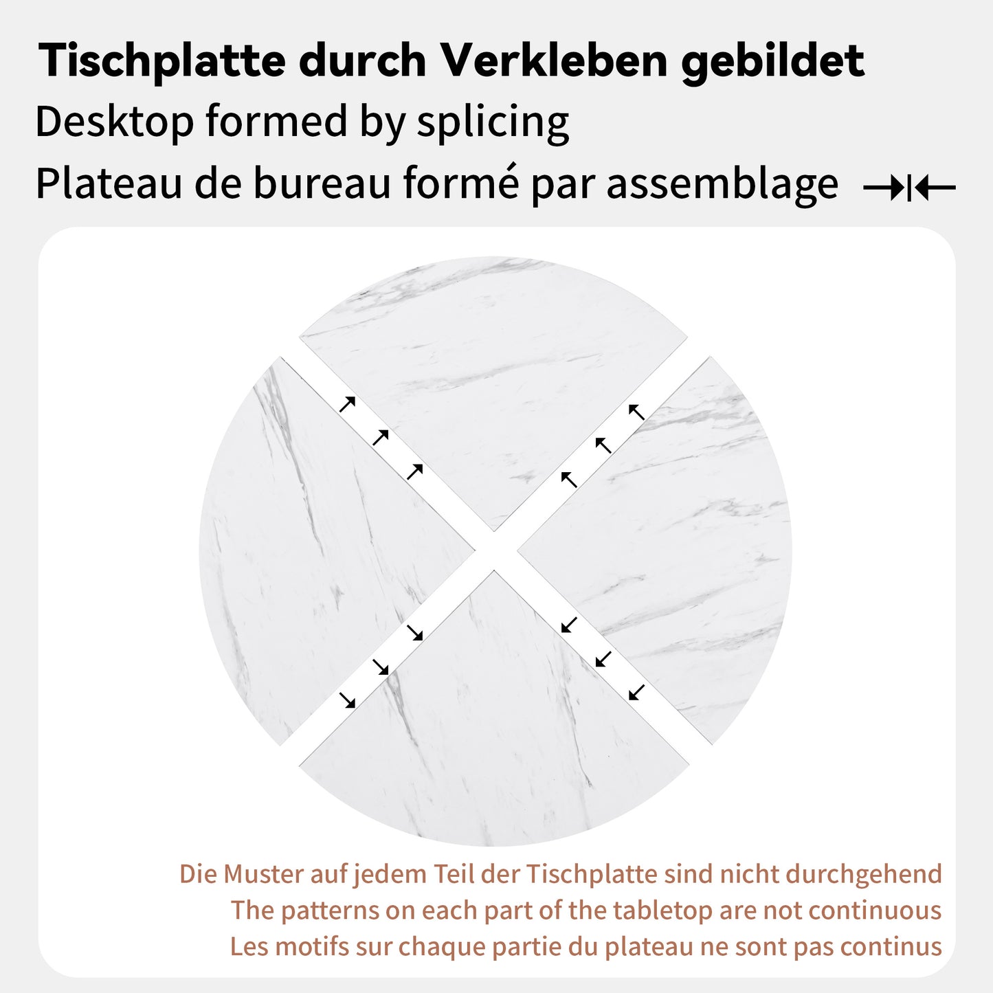 Modern BTM Round Dining Table, Marble Table with Marble Optic Table Top, Stable X-Shaped Metal Frame, Dining Table for 2-4 People, Ø100 Cm, White/Black
