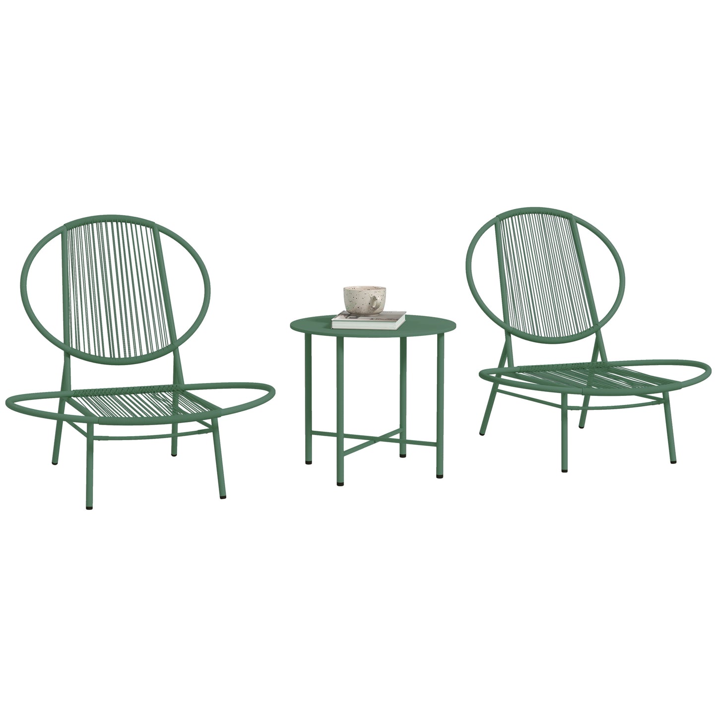Loungeset – Tuinset – Balkonmeubels – Bistro Set – Loungeset Buiten – 3-delig – Weerbestendig Staal – Compact Design