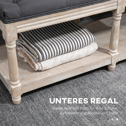 Opbergbank – Zitbank – Schoenenbank – Halbank – Opbergmeubel – Vintage Design – Rubberen Houten Frame – Comfortabele Zitting Met Knoopstiksel
