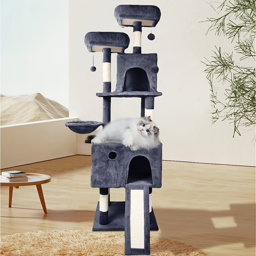 Kattentoren 162 cm – Luxe Indoor Kattenboom met Meerdere Levels, Kattenbed, Sisal Krabpaal en Springplatform – Activiteitencentrum voor Katten
