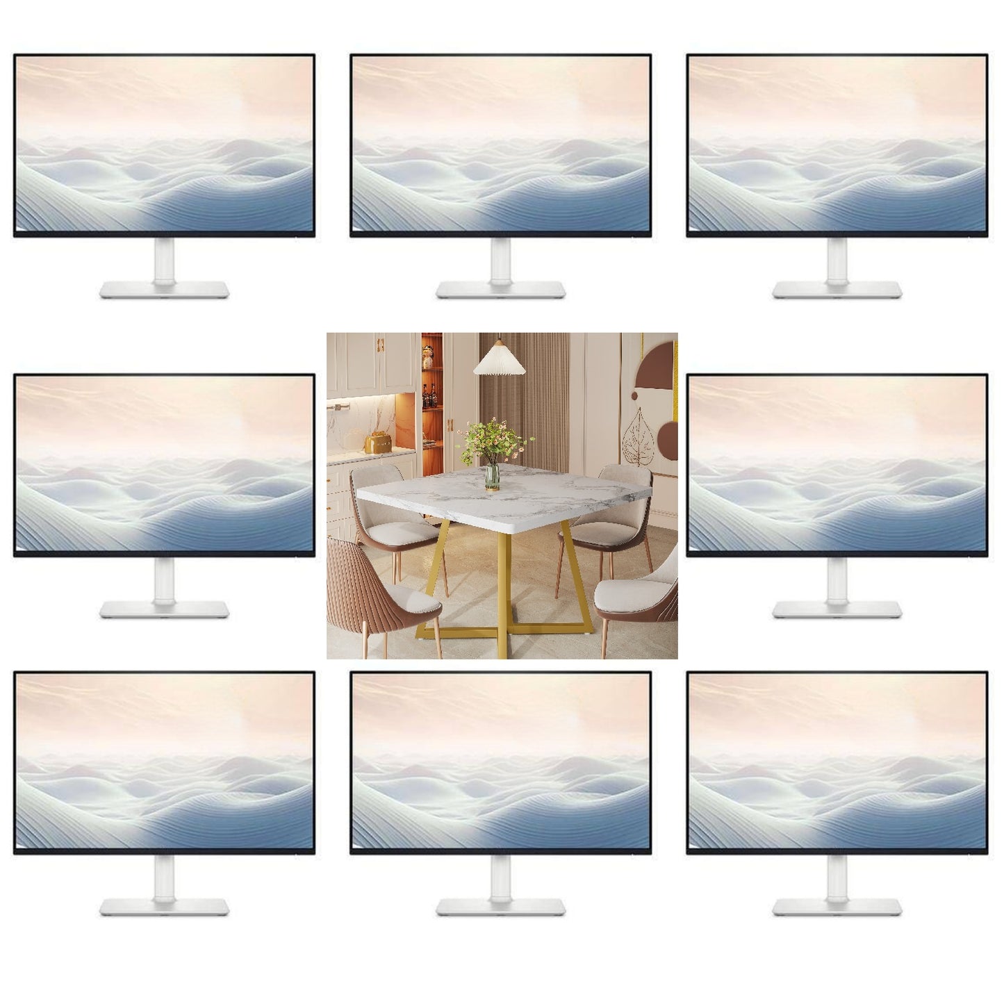 Vierkante Eettafel – Tafel – Eetkamertafel – Compacte Tafel – Keukentafel – Wit Gouden Marmerlook – 80x80 cm – Stabiel Metalen Onderstel