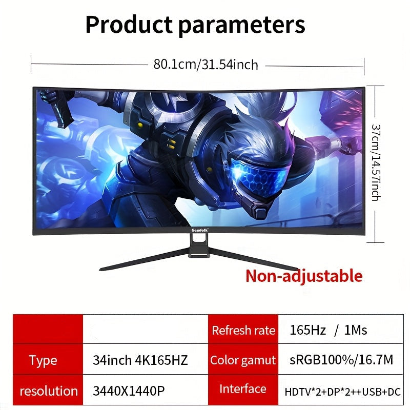 Curved Gaming Monitor – Curved Scherm – Gaming Display – PC Monitor – Gaming Monitor 32 Inch GF340C-4k165HZ – Full HD 1920x1080 – 165Hz Refresh Rate